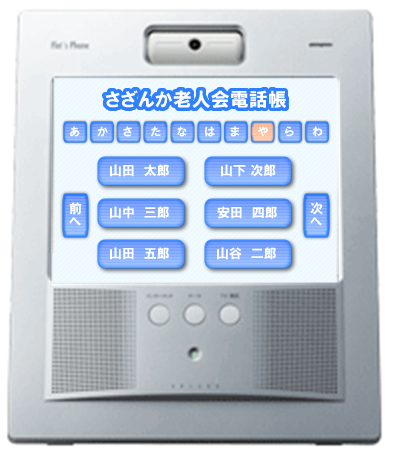 高齢者団体向けコミュニケーションシステム 電話帳画面